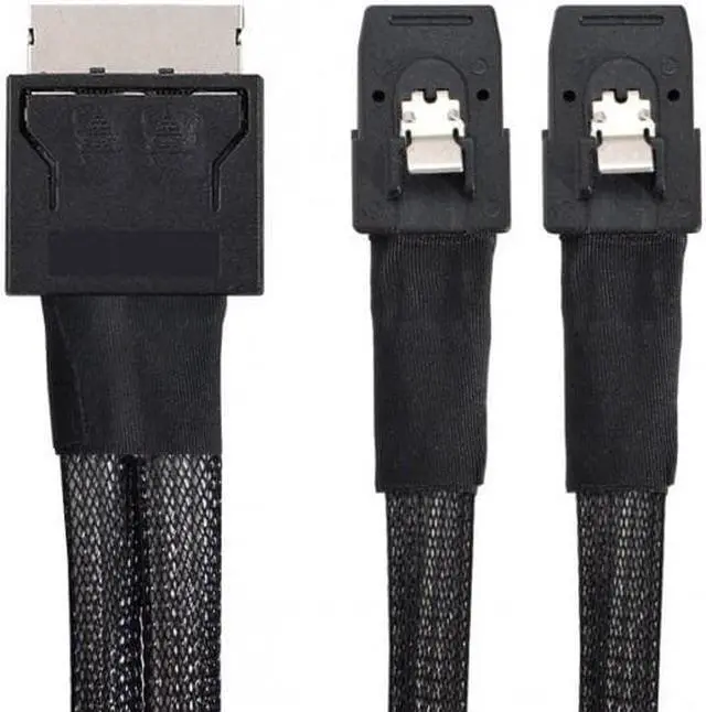 Alt view image 2 of 7 - Cablecc CY SF-050 OCuLink PCIe PCI-Express SFF-8611 8x 8-Lane to Dual SFF-8087 4x SSD Data Active Cable 50cm