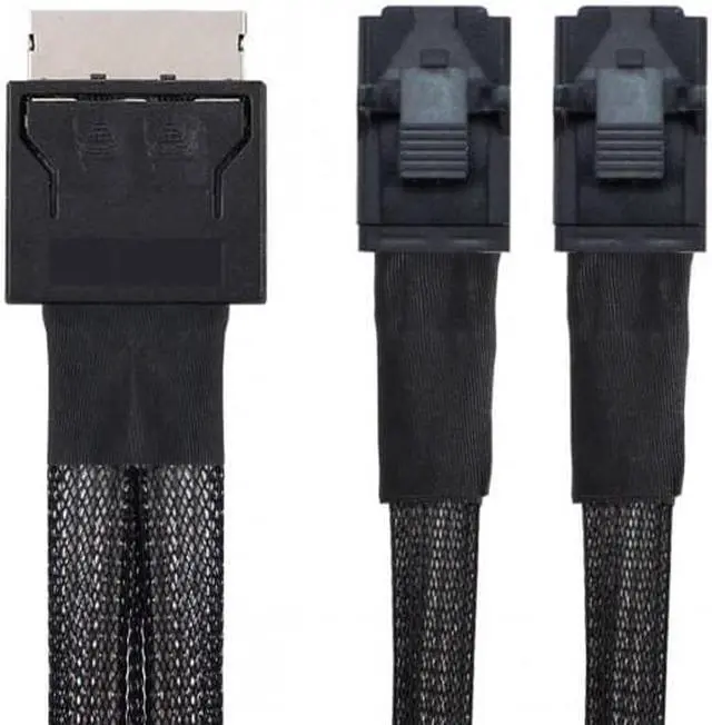 Alt view image 2 of 7 - Cablecc CY SF-051 OCuLink PCIe PCI-Express SFF-8611 8x 8-Lane to Dual SFF-8643 HD 4x SSD Data Active Cable 50cm