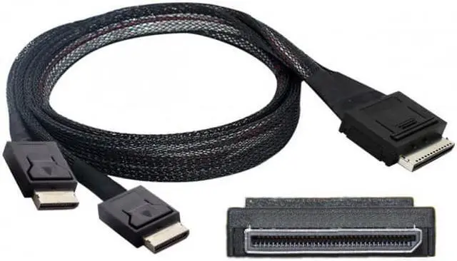 Main image of HKCY SF-054 OCuLink PCIe PCI-Express SFF-8611 8x 8-Lane to Dual SFF-8611 Oculink 4x SSD Data Active Cable 50cm