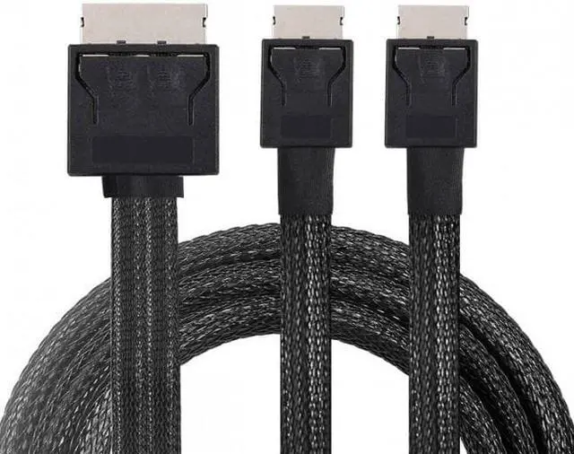 Alt view image 2 of 7 - HKCY SF-054 OCuLink PCIe PCI-Express SFF-8611 8x 8-Lane to Dual SFF-8611 Oculink 4x SSD Data Active Cable 50cm
