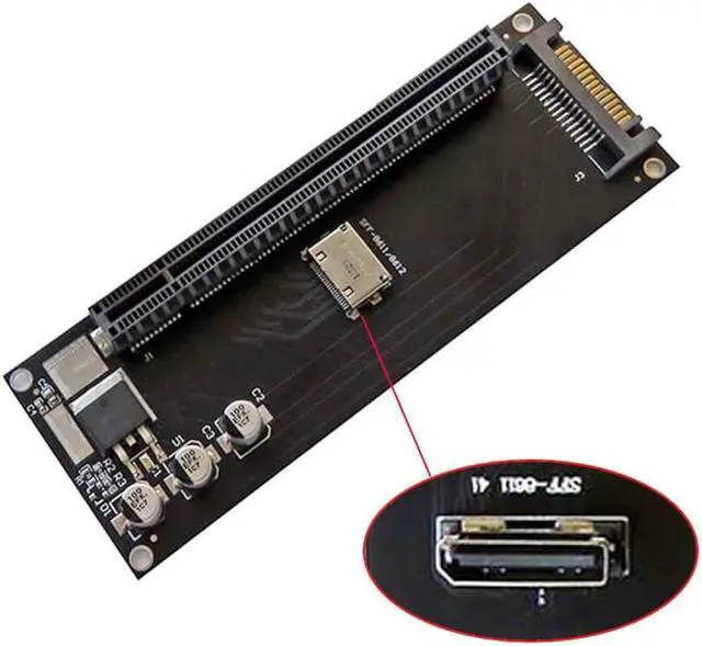 Main image of HKCY SF-056 Oculink SFF-8612 SFF-8611 to PCIE PCI-Express 16x 4x Adapter with SATA Power Port for Mainboard