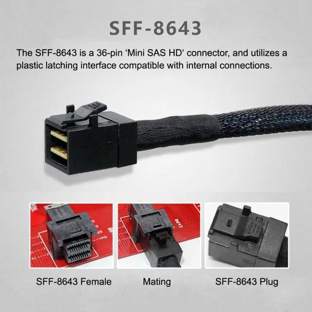 Alt view image 5 of 7 - Xiwai CY  SF-068 Internal Mini SAS HD SFF-8643 to Mini SAS High Density HD SFF-8643 Data Server Disk Raid Cable 50cm
