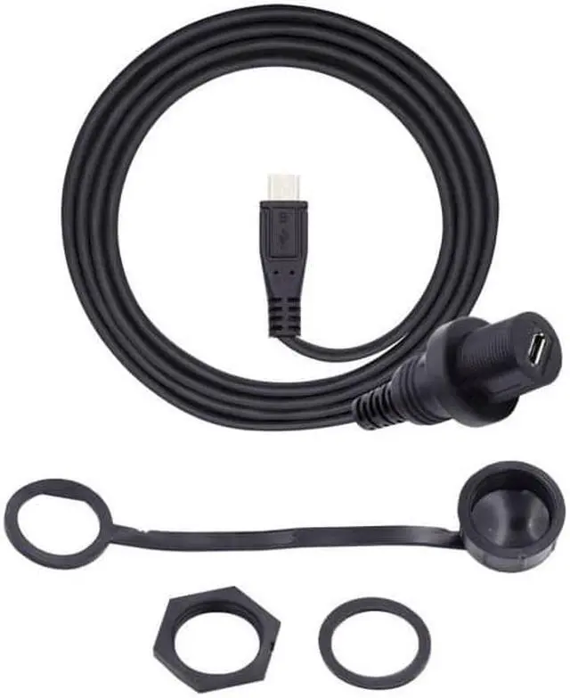 Alt view image 3 of 7 - Jimier CY U2-003-1.0M 1m Waterproof Dustproof 480Mbps Micro USB2.0 5Pin Male to Female Extension Data Power Cable Car Panel Mount Design