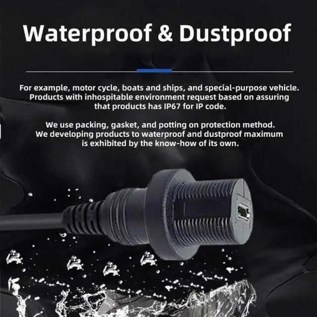 Alt view image 5 of 7 - Jimier CY U2-003-1.0M 1m Waterproof Dustproof 480Mbps Micro USB2.0 5Pin Male to Female Extension Data Power Cable Car Panel Mount Design