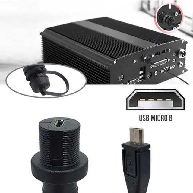 Alt view image 6 of 7 - Jimier CY U2-003-1.0M 1m Waterproof Dustproof 480Mbps Micro USB2.0 5Pin Male to Female Extension Data Power Cable Car Panel Mount Design