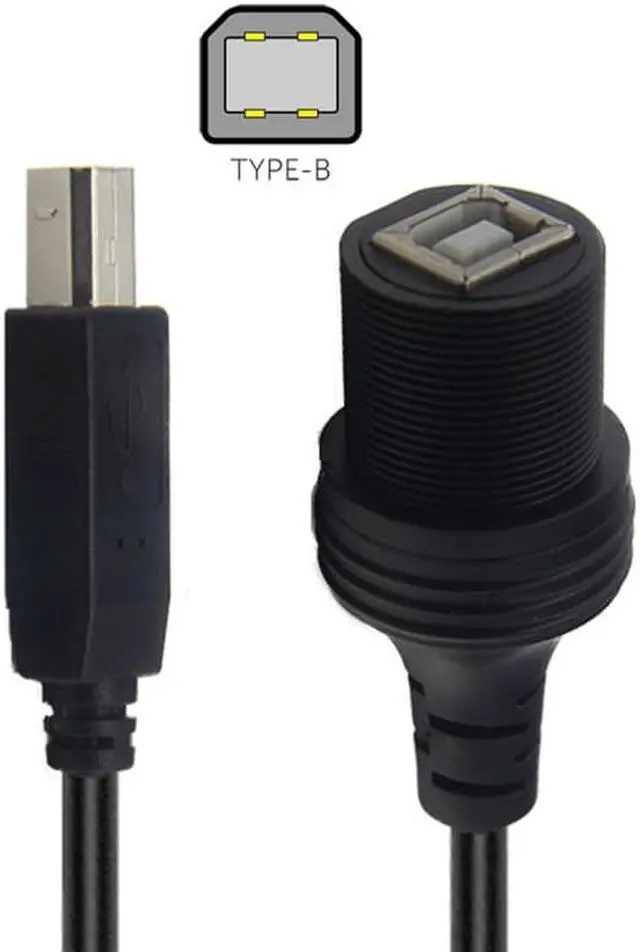 Main image of HKCY U2-022-1.0M 1m Waterproof Dustproof 480Mbps USB2.0 Standard B Type Male to Female Extension Data Power Cable Car Panel Mount Design