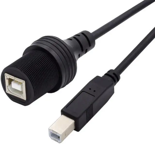 Alt view image 2 of 7 - HKCY U2-022-1.0M 1m Waterproof Dustproof 480Mbps USB2.0 Standard B Type Male to Female Extension Data Power Cable Car Panel Mount Design