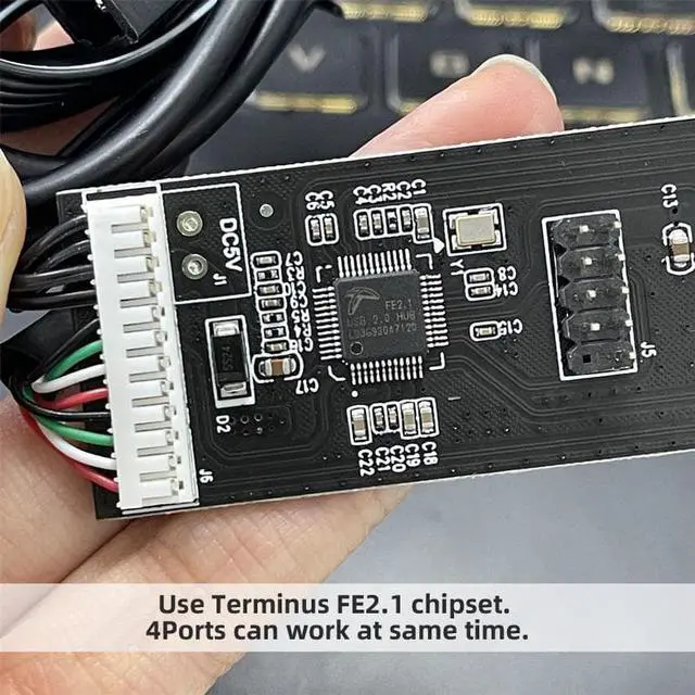 Alt view image 2 of 6 - Cablecc CY U2-053 USB 2.0 9pin 10pin Header 1 to 4 Female Splitter Extension Cable HUB with IDE 5V Power Connector Adapter Port Multilier
