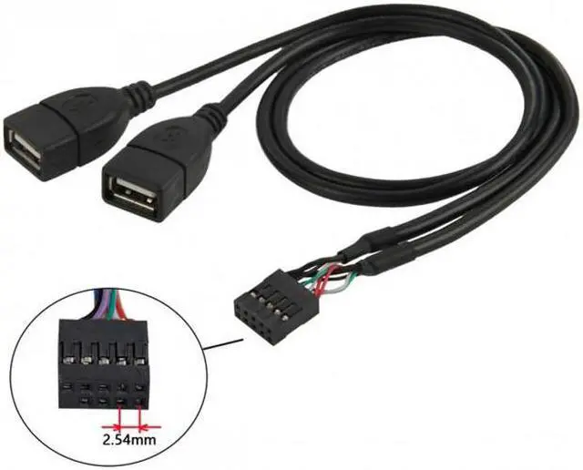 Alt view image 6 of 7 - Cablecc CY U2-129 USB 9Pin 10Pin Motherboard Female Header to Dual USB 2.0 Female Adapter Cable 50cm