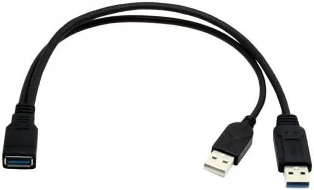 Alt view image 2 of 7 - Cablecc CY U3-065 Black USB 3.0 Female to Dual USB Male Extra Power Data Y Extension Cable for 2.5" Mobile Hard Disk