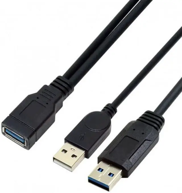 Alt view image 3 of 7 - Cablecc CY U3-065 Black USB 3.0 Female to Dual USB Male Extra Power Data Y Extension Cable for 2.5" Mobile Hard Disk