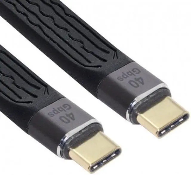Alt view image 2 of 7 - Cablecc CY UC-002-0.13M Type-C USB-C Male to Male USB4 40Gbps 100W 8K Flat Slim FPC Data Cable for LaptopPhone 13cm