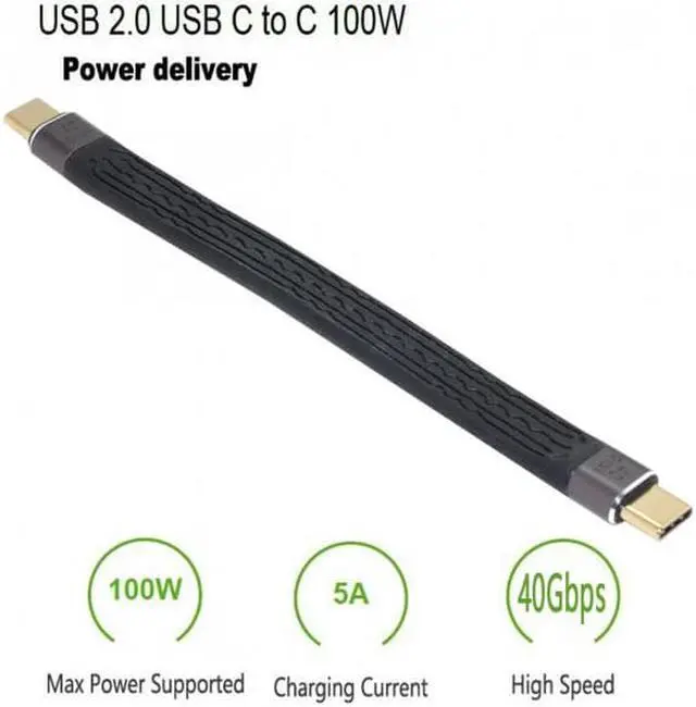 Alt view image 5 of 7 - Cablecc CY UC-002-0.13M Type-C USB-C Male to Male USB4 40Gbps 100W 8K Flat Slim FPC Data Cable for LaptopPhone 13cm