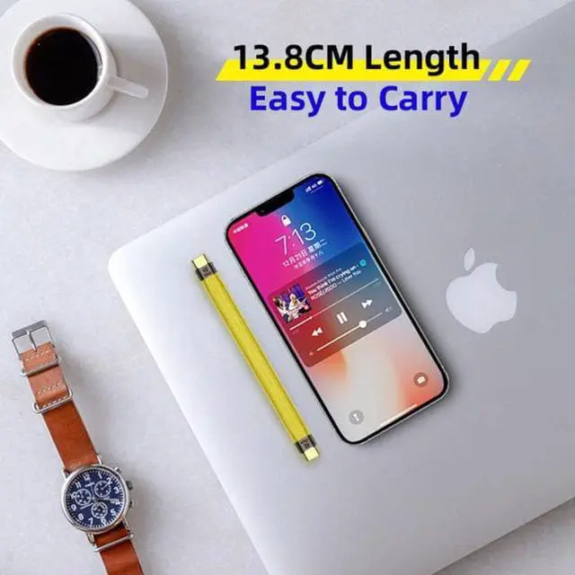 Alt view image 6 of 7 - Chenyang UC-002-0.13Y Yellow Type-C USB-C Male to Male USB4 40Gbps 100W 8K Flat Slim FPC Data Cable for LaptopPhone 13cm