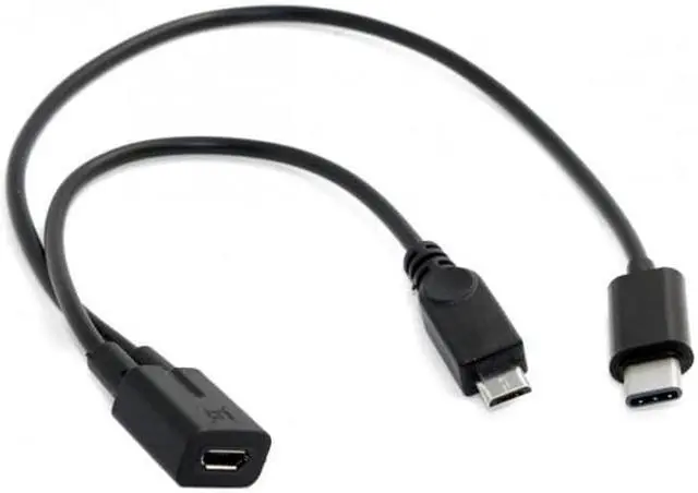 Alt view image 5 of 6 - HKCY UC-004 Micro USB Female to USB-C Type C USB 3.1Micro USB Male Splitter Extension Charge Cable