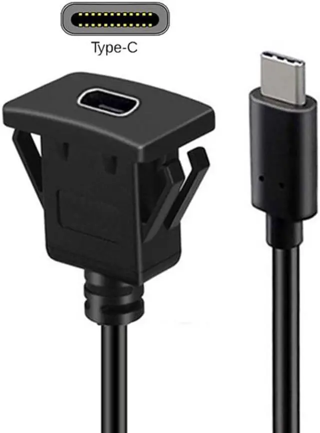 Alt view image 4 of 7 - FVH CY UC-021-1.0M Waterproof Dustproof USB-C Type-C USB 3.1 10Gbps Extension Flush Car Latch Mount Extension Cable for Dashboard Panel