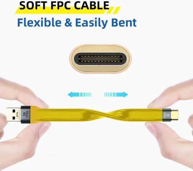 Alt view image 6 of 7 - Cablecc CY UC-036-0.13Y Yellow 10Gbps USB 3.1 Type C Male to USB3.0 Type A Male Flat Slim FPC Data Cable for LaptopPhone