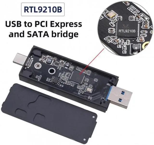 Alt view image 3 of 7 - Cablecc CY UC-057-2242MM Combo Type-CUSB3.0 to NVME M-key M.2 NGFF SATA SSD PCBA Case 2230/2242mm Adapter RTL9210B Chipset