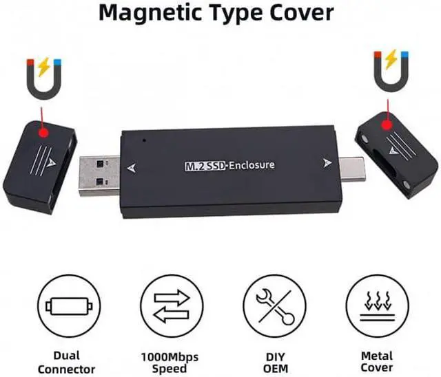 Alt view image 6 of 7 - Cablecc CY UC-057-2242MM Combo Type-CUSB3.0 to NVME M-key M.2 NGFF SATA SSD PCBA Case 2230/2242mm Adapter RTL9210B Chipset