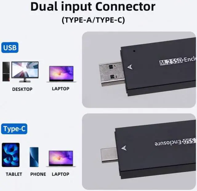 Alt view image 7 of 7 - Cablecc CY UC-057-2242MM Combo Type-CUSB3.0 to NVME M-key M.2 NGFF SATA SSD PCBA Case 2230/2242mm Adapter RTL9210B Chipset