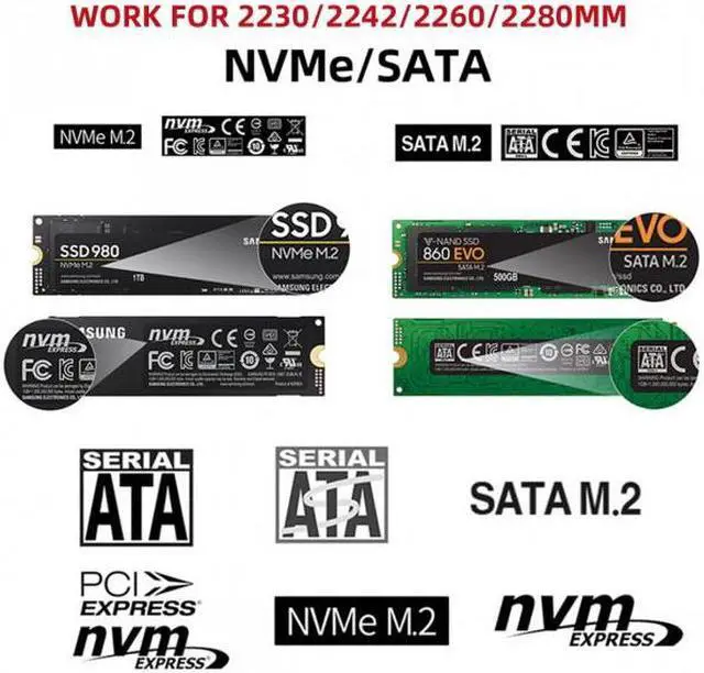 Alt view image 5 of 7 - Xiwai CY  UC-057-2280MM Combo Type-CUSB3.0 to NVME M-key M.2 NGFF SATA SSD PCBA Case 2280/2242/2230mm Adapter RTL9210B Chipset