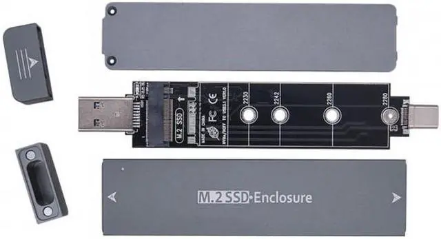 Alt view image 2 of 7 - Xiwai CY  UC-057-2280MM Combo Type-CUSB3.0 to NVME M-key M.2 NGFF SATA SSD PCBA Case 2280/2242/2230mm Adapter RTL9210B Chipset