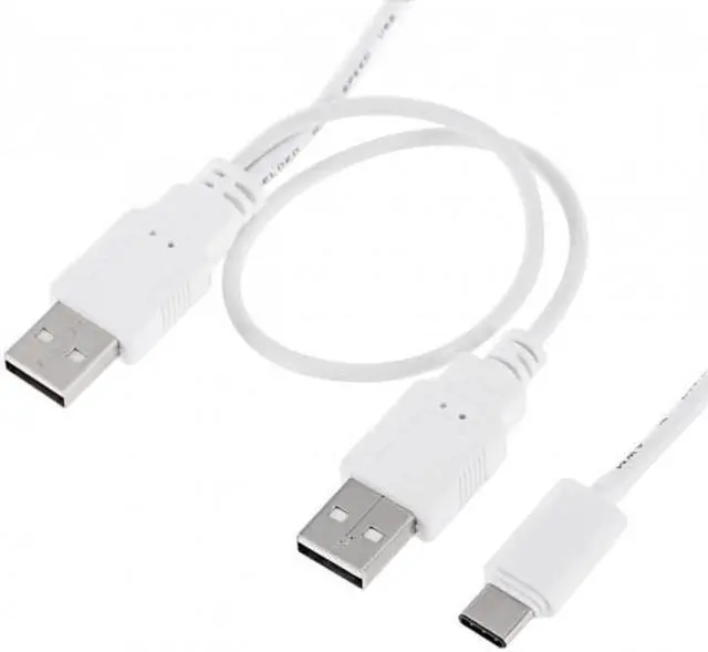 Alt view image 2 of 6 - Cablecc CY UC-073 USB 3.1 Type C USB-C to Dual A Male Extra Power Data Y Cable for Cell PhoneHard Disk