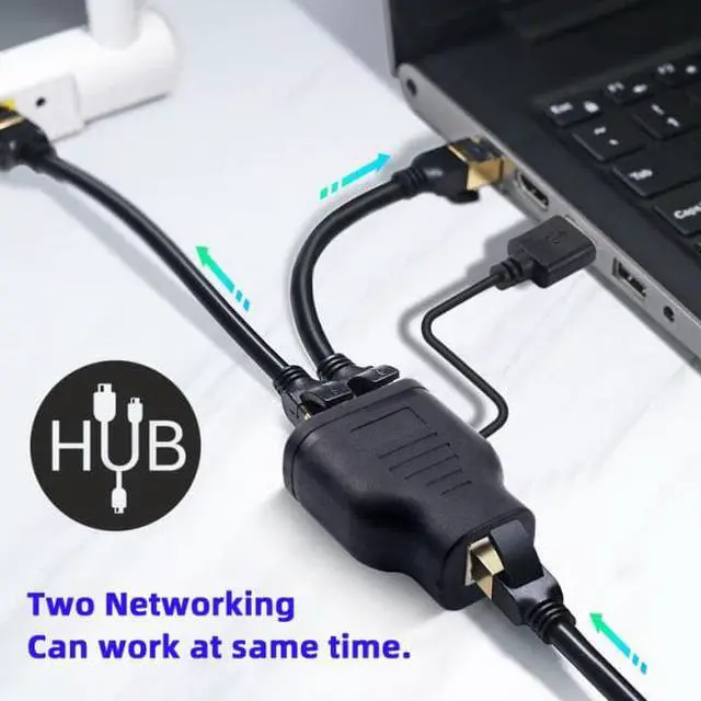 Alt view image 2 of 7 - Cablecc CY UT-015 100Mbps STP UTP RJ45 8P8C Plug To Dual RJ45 HUB Splitter Network Ethernet Switcher Adapter