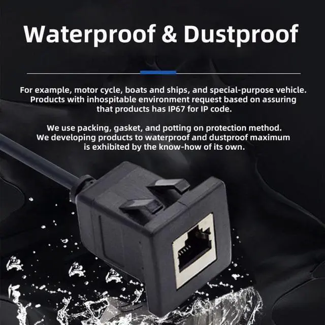Alt view image 7 of 7 - HKCY UT-016-1.0M Waterproof Dustproof Latch Locking CAT6 RJ45 Male to Female Lan Ethernet Network Extension Cable Car Panel Mount Design