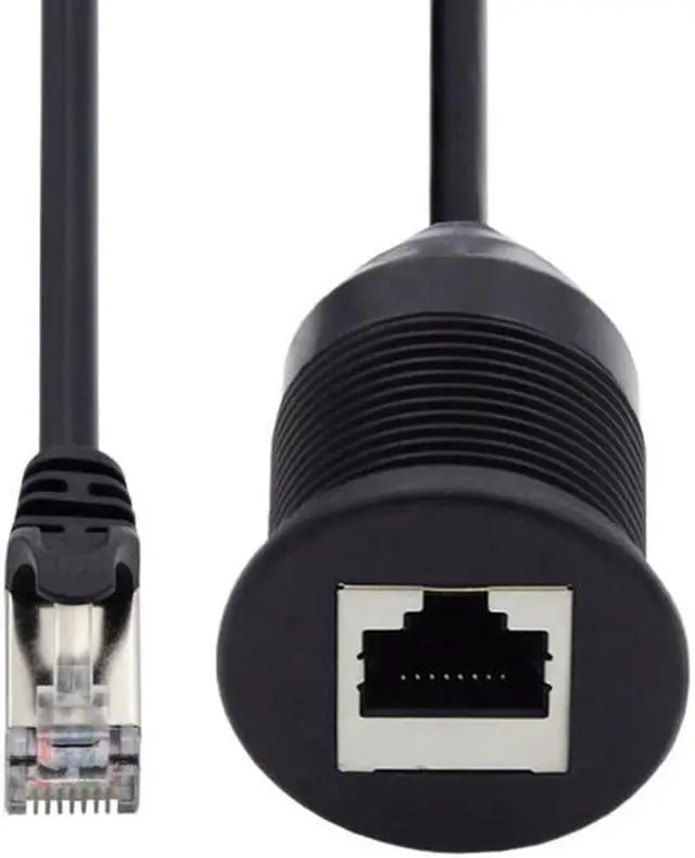 Alt view image 2 of 7 - HKCY UT-017-1.0M 1m Waterproof Dustproof Screw Locking CAT6 RJ45 Male to Female Lan Ethernet Network Extension Cable Car Panel Mount Design