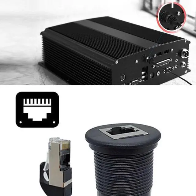 Alt view image 4 of 7 - HKCY UT-017-1.0M 1m Waterproof Dustproof Screw Locking CAT6 RJ45 Male to Female Lan Ethernet Network Extension Cable Car Panel Mount Design