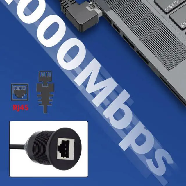 Alt view image 5 of 7 - HKCY UT-017-1.0M 1m Waterproof Dustproof Screw Locking CAT6 RJ45 Male to Female Lan Ethernet Network Extension Cable Car Panel Mount Design