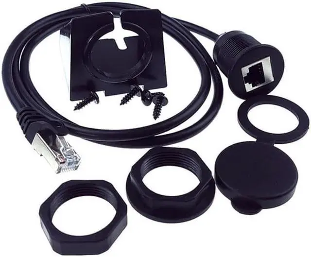 Alt view image 3 of 7 - HKCY UT-017-1.0M 1m Waterproof Dustproof Screw Locking CAT6 RJ45 Male to Female Lan Ethernet Network Extension Cable Car Panel Mount Design