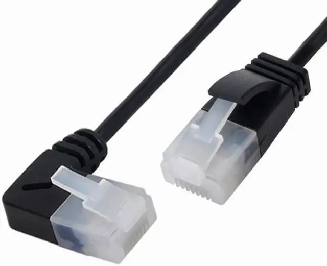 Alt view image 2 of 6 - Xiwai Ultra Slim Cat6 Ethernet Cable RJ45 Right Angled to Straight UTP Network Cable Patch Cord 90 Degree Cat6a Lan for Laptop Router TV BOX