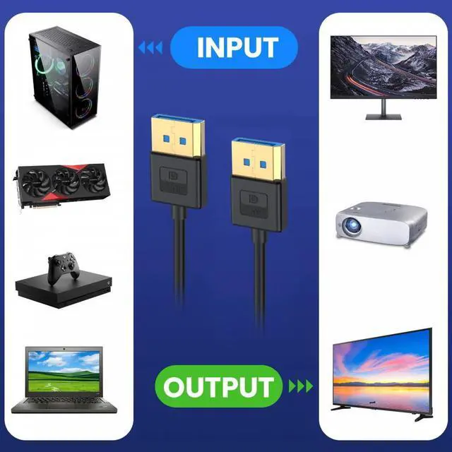 Alt view image 6 of 7 - Chenyang Ultrafine DisplayPort 1.4 DP to DP Cable 8K 60hz Cable Ultra-HD UHD 4K 144hz for Desktop Laptop Monitor Graphics Card 100cm