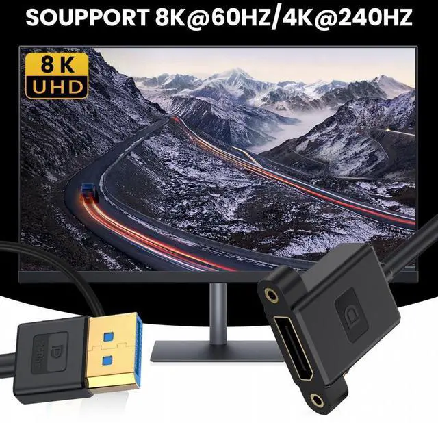 Alt view image 7 of 7 - Cablecc Ultrafine DisplayPort 1.4 DP Male to Female Extension Cable 8K 60hz 4K 144hz for Desktop Laptop Monitor Graphics Card 30cm