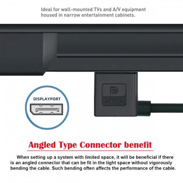 Alt view image 3 of 7 - Xiwai Ultrafine Right Angled DisplayPort 1.4 DP Male to Female Extension Cable 8K 60hz 4K 144hz for Desktop Laptop Monitor Graphics Card 30cm