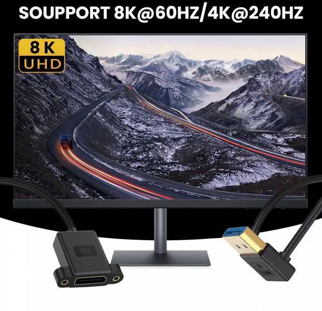 Alt view image 7 of 7 - Chenyang Ultrafine Up Angled DisplayPort 1.4 DP Male to Female Extension Cable 8K 60hz 4K 144hz for Desktop Laptop Monitor Graphics Card 30cm