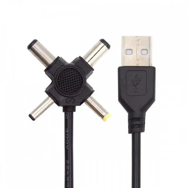 Alt view image 2 of 7 - Cablecc USB 2.0 Type-A Male to 4-in-1 DC 5V 5.5x2.5mm 5.5x2.1mm 4.0x1.7mm 3.5x1.3mm Power Plug Barrel Connector Charge Cable