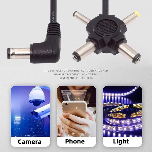 Alt view image 6 of 7 - Cablecc DC 5.5mm Plug to 4-in-1 DC 5V 5.5x2.5mm 5.5x2.1mm 4.0x1.7mm 3.5x1.3mm Power Plug Barrel Connector Charge Cable