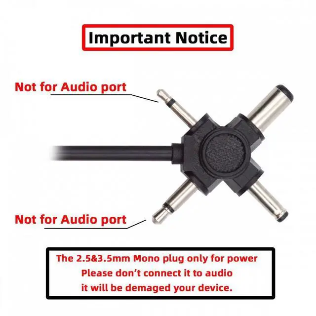 Alt view image 7 of 7 - Jimier USB 2.0 Type-A Male to 4-in-1 DC 5V 5.5x2.1mm 4.0x1.7mm Mono 3.5mm 2.5mm Power Plug Barrel Connector Charge Cable
