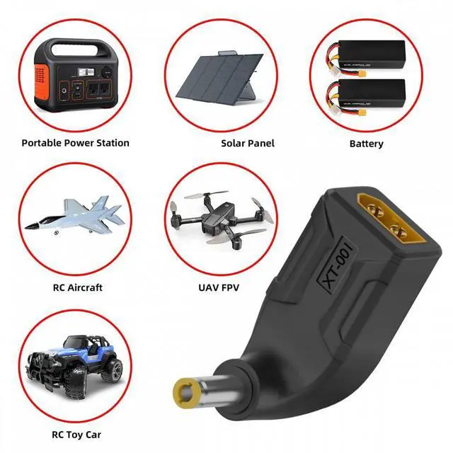 Alt view image 7 of 7 - Jimier XT60 Male SC100 Protocol to DC 5.5x2.5mm Male Fast Charging Angled Vertical Adapter for RC Lipo Battery Quadcopter Multicopter Aeromodelling