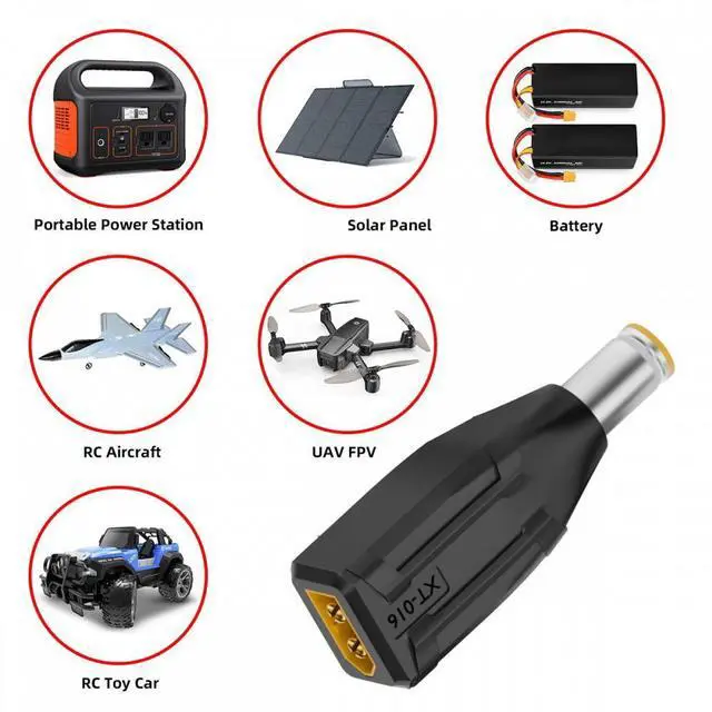 Alt view image 7 of 7 - Cablecc XT60 Male SC100 Protocol to DC 7.9x5.4mm Male Fast Charging Adapter for RC Lipo Battery Quadcopter Multicopter Aeromodelling