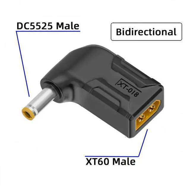 Alt view image 3 of 7 - Jimier XT60 Male SC100 Protocol to DC 5.5x2.5mm Male Fast Charging Angled Horizontal Adapter for RC Lipo Battery Quadcopter Multicopter Aeromodelling