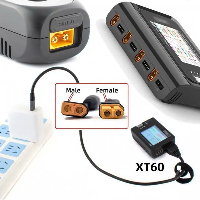 Alt view image 4 of 7 - Jimier XT60 Female SC100 Protocol to XT30 Male Fast Charging Adapter for RC Lipo Battery Quadcopter Multicopter Aeromodelling