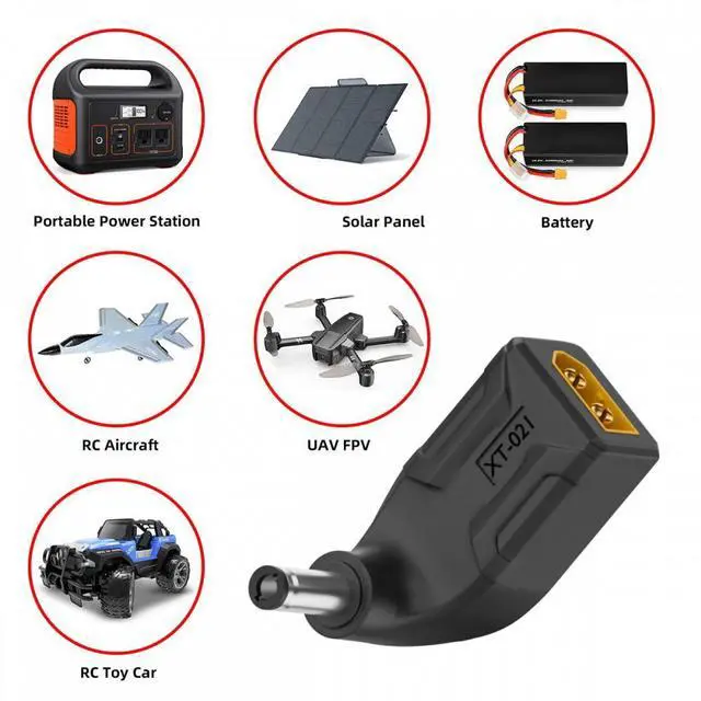 Alt view image 7 of 7 - Jimier XT60 Male SC100 Protocol to DC 5.5x2.1mm Male Fast Charging Angled Vertical Adapter for RC Lipo Battery Quadcopter Multicopter Aeromodelling