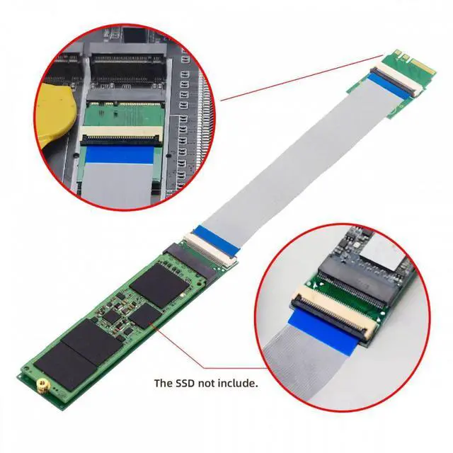 Alt view image 2 of 7 - CY 2230 NGFF A+E-Key Male to NVME M-key Female Extension Cable for Laptop Mainboard SSD 2280