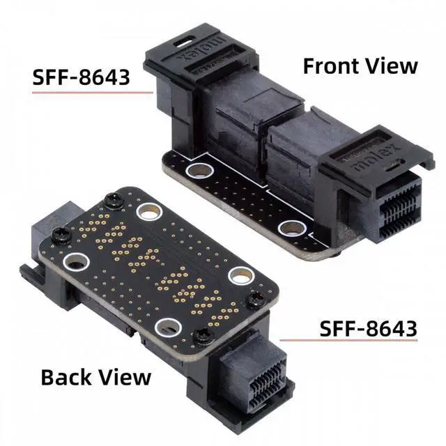Alt view image 3 of 7 - Xiwai PCI-Express 4.0 Mini SAS HD SFF-8643 Female to SFF-8643 Female PCBA Coupler Adapter Extender