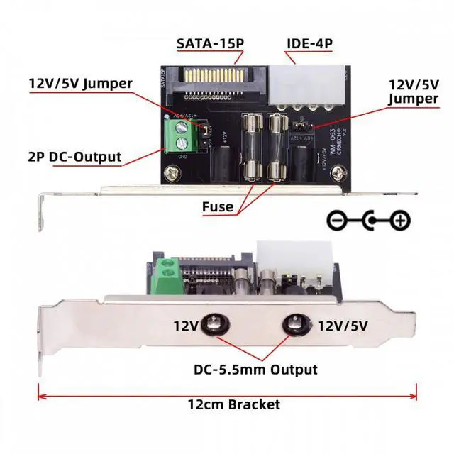 Alt view image 5 of 7 - Jimier DC 12V 5V Output Power System Intelligent Control Management System Power Card with PCI-E Bracket for Monitor Router