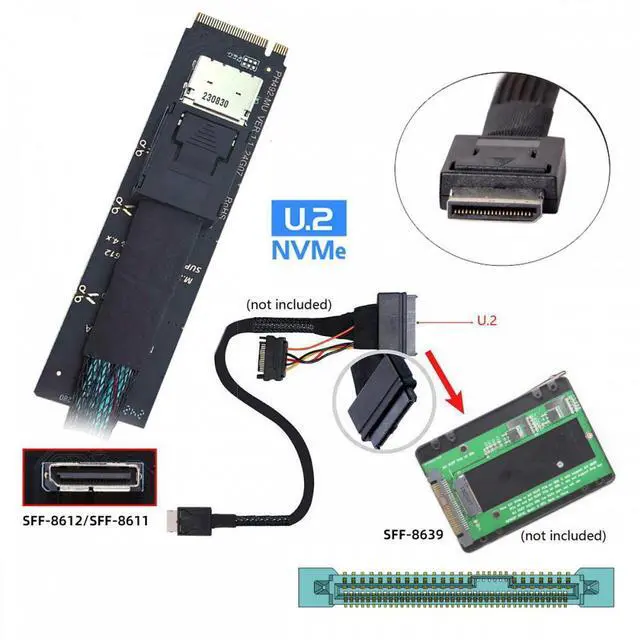 Alt view image 4 of 7 - Cablecc 2280 PCI-E4.0 M.2 M-key to Oculink SFF-8612 SFF-8611 Vertical Host Adapter for NVME U.2 SSD eGPU